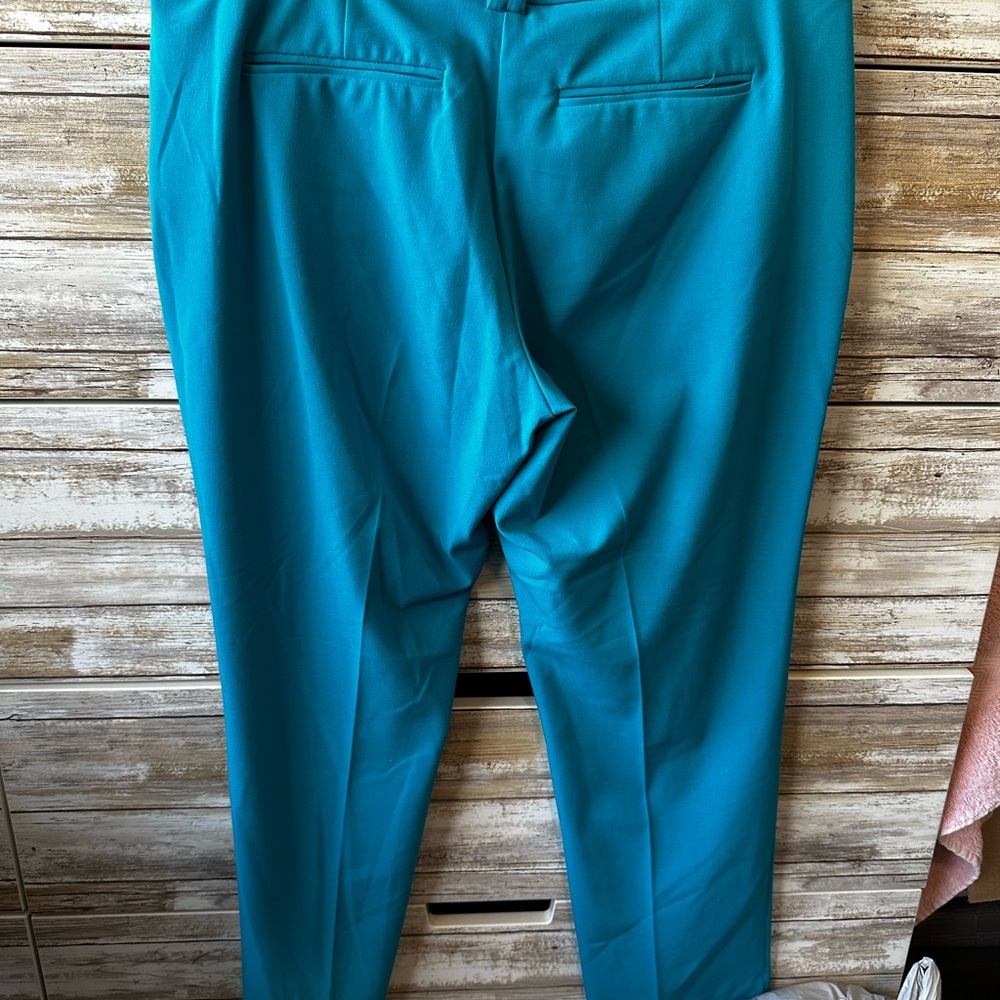 💙 New York & Company Turquoise Career Pants Size 8 Stretch Trousers - Picture 2 of 8